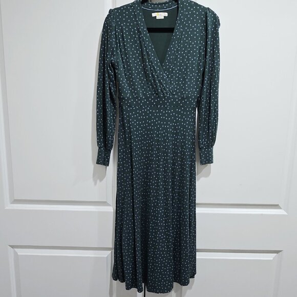 Boden - 4R Dress Maxi Dress Jersey Dress Women Green Polka Dot V Neck Dress - Picture 1 of 7